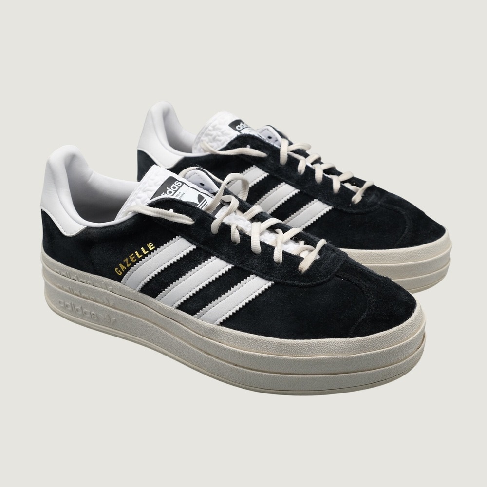 Adidas Gazelle Bold Womens Black White Platform Sneakers 9.5 HQ6912